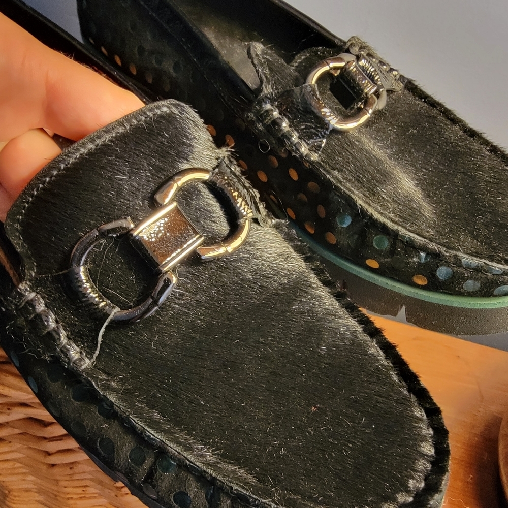 Chic Black Loafers with Gold Accent